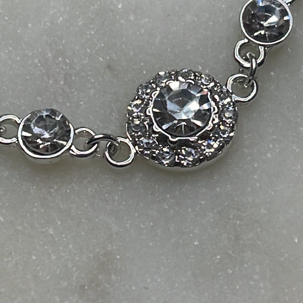 Napier 5 Stone Sparkling Crystal Chain Bracelet - Picture 2 of 5